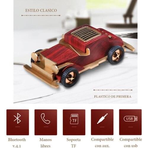 Car Model Toys Wood Retro Vintage Cars Wireless Bluetooth Speaker with TF Card and U Disk Interface for Party Gifts Home speaker