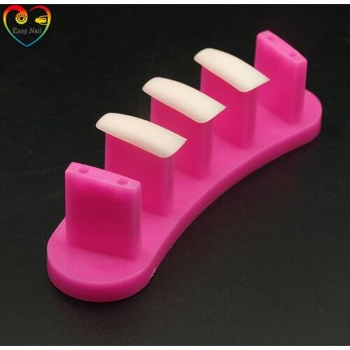 EasyNail 1Set New Arrival Pink Plastic Nail Art Salon Display Practice Stand Holder With 10 False Nail Films..quality