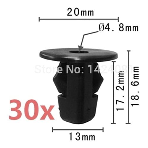 30 Pcs Black Nylon for Camry, for RAV 4 1995-99 90189-06065 Hood & Fender M5.5 #12 Screw Grommet Retainer 9018906065