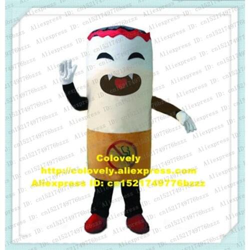 Angry White Cigarette Cigaretes Cigar Coffin Nail Pimp Stick Mascot Costume With Fat Cylinder Body Red Short Hairs No.7179 FS