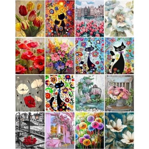 GATYZTORY 60x75cm DIY Oil Painting By Numbers Animal Picture By Numbers On Canvas Flower Home Decor Unique Gift