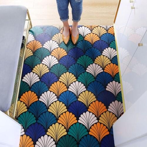 Fan shape leather floor mat anti-slip Entry door mat DIY Children crawling mat big size waterproof carpet for bathroom custom