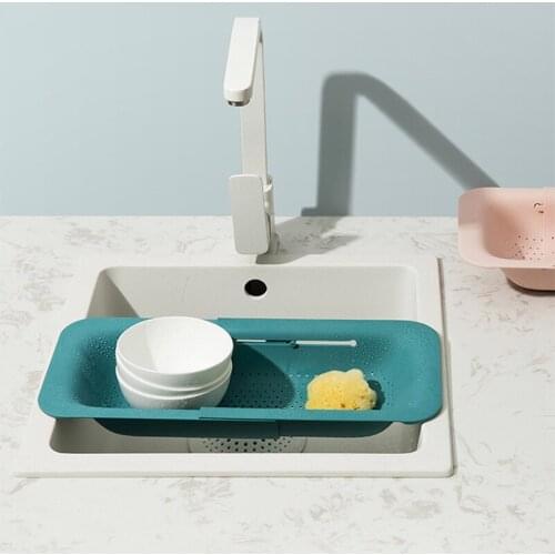 Kitchen Organizer Gadgets Sink Shelf Adjustable Telescopic Soap Sponge Drain Rack Fruit and Vegetable Basket Holder Kitchen Tool