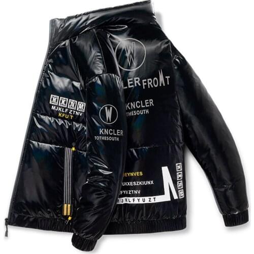 BALDAUREN Winter New Style Zipper Down Jacket Mens Round Neck Slim Short Bright Surface Leisure Outdoor Sports Padded