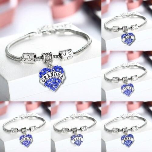 Mom Grandma Sister Niece Best Friend Blue Crystal Bracelet Shiny Family Gifts Friendship My Girl Nana Fashion Lover