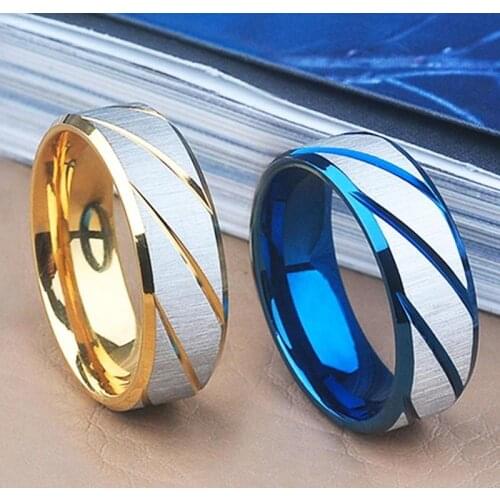 Fashion Ring Lovers Couple Rings Gold Wave Pattern Wedding Promise Stainless steel Ring For Women Men Engagement Jewelry Gifts