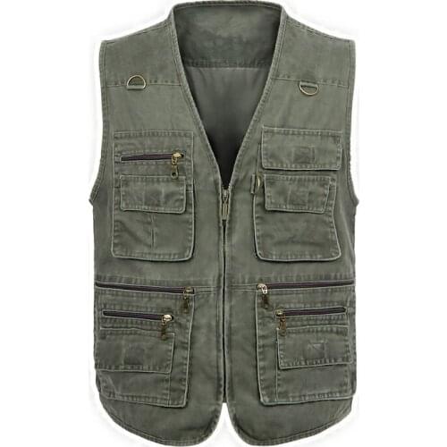 ZOGAA Fishing Vest Male Pockets Men Sleeveless Jacket Waistcoat Work Vests Outdoors Vest Plus Large Size man vest winter 2021