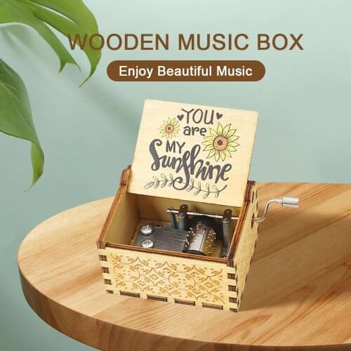 Music Box You Are My Sunshine Hand Crank Wooden Vintage Musical Box For Birthday Christmas Valentines Day