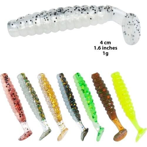 4cm 1.4g 10pcs Shad Crappie Grub Lure Vib Tail Panfish Bass Worms Jig Carp Fly Rock Fishing Silicon Bait Fishing Lures