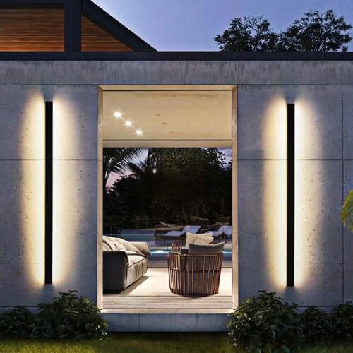 Indoor Outdoor LED Wall Light Surface Mounted Long Wall Lamp Waterproof Garden Wall Light Bedroom Sofa Background Wall Light
