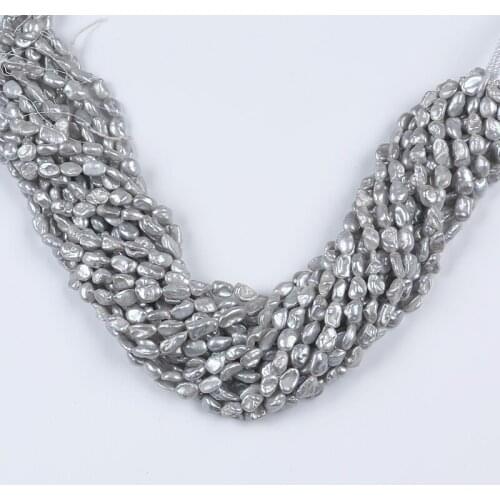 Real Cheaper Dyed Grey Color Natural Freshwater Keshi Pearl Strand For DIY Jewelry Making
