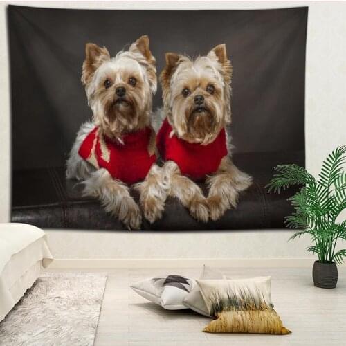 New Arrival Yorkshire Terrier Tapestry Hanging Blanket background wall bedroom Home Art Tapestries Decor Customize your image