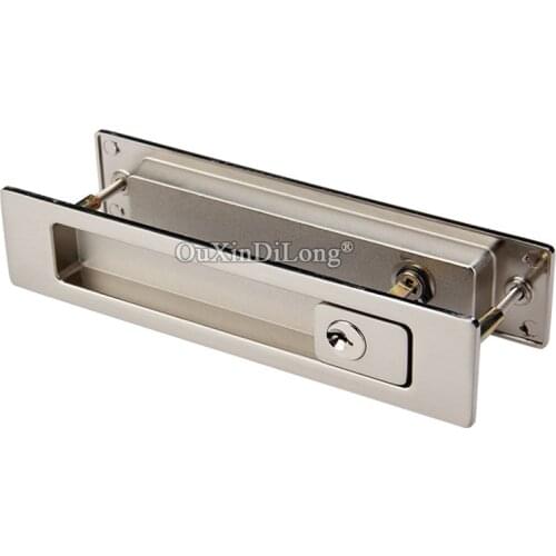 Brand New Recessed Sliding Door Lock Mortise Hook Lock Set Invisible Hidden Brass Cylinder Push/Pull Door Lock with Key / No Key