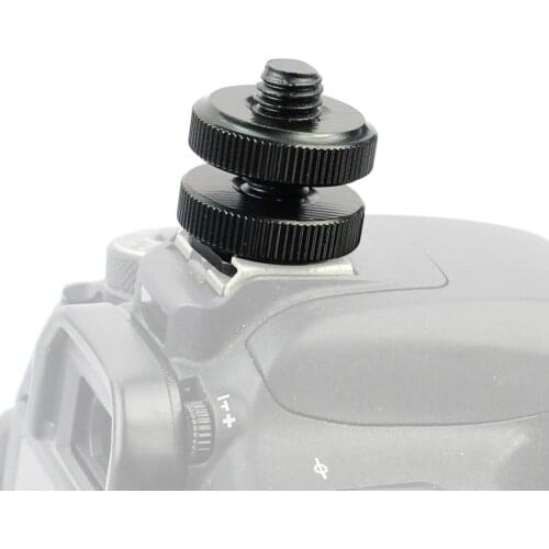 1/4" / 3/8" Tripod Mount Screw to Flash Hot Shoe Adapter w 2 Nuts for DSLR SLR Cameras Photography Photo Studio Kit Accessory