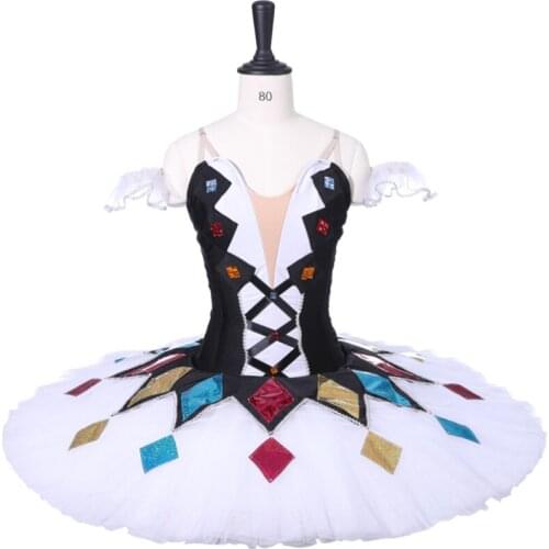 Professional Ballet Tutus Girls Pancake Harlequinade Nutcracker dolls Columbine ballet dress WHITE