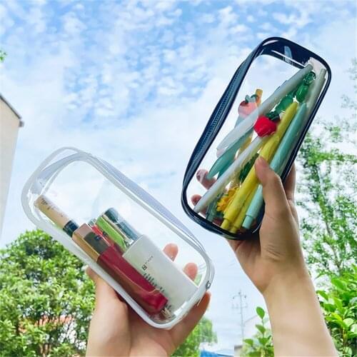 Transparent PVC Zipper Pencil Case Student Stationery INS Travel Portable Toiletry Makeup Storage Bag Storage Pouch Organizer