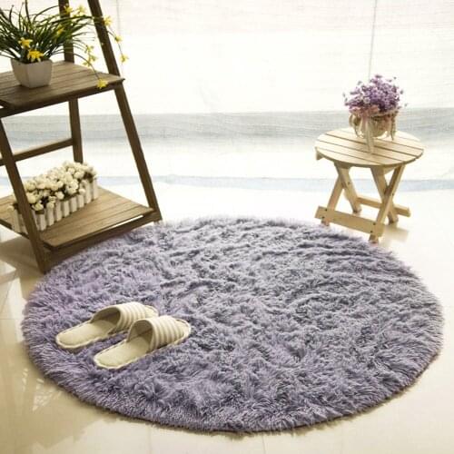 Fluffy Round Rug Carpets for Living Room Faux Fur Carpet Kids Room Long Plush rugs for bedroom Shaggy Area Rug White