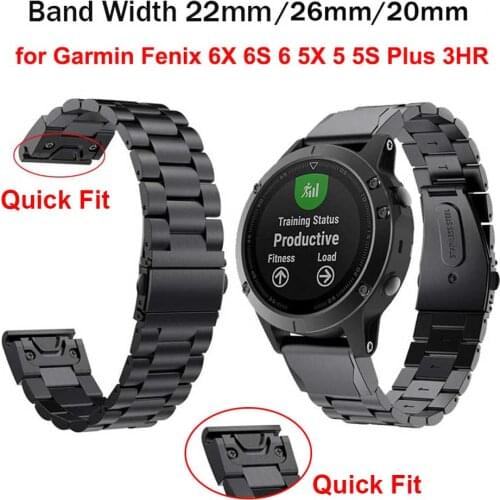 Good Quality Stainless Steel Strap for Garmin Fenix 6X 6 6s Pro 5S 5 5X Plus 3HR Quick fit install Metal Watch Bands wrist Strap