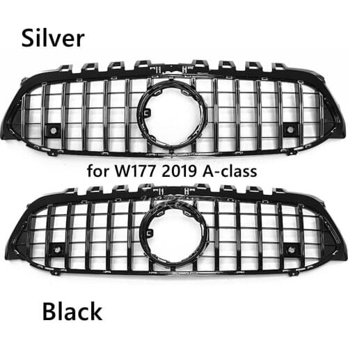 Black Silver GT R Style Front Grill Grille For Mercedes-Benz W177 A250 A45 AMG 2019