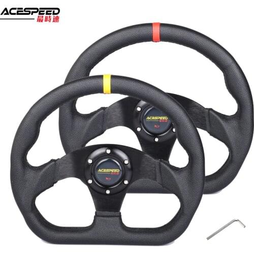 330mm 13Inch Racing Steering Wheel Drift Flat PVC Leather Black Stitching Steering Wheel Fit Car and Simulation Racing Game