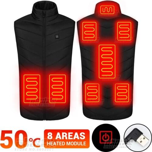 2 Areas Self Heated Vest USB Battery Powered Body Mens Warmer Heating Jacket Womens Warm Heated Vest Thermal Winter Clothing