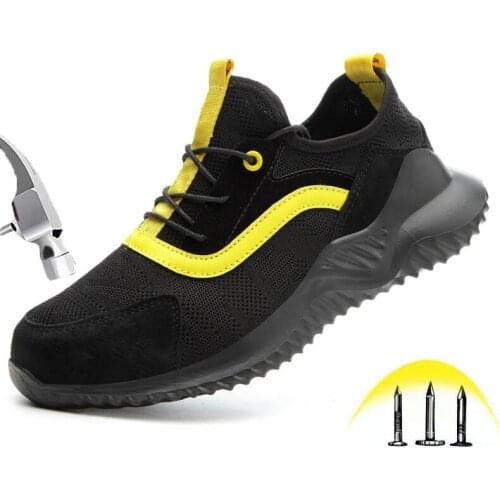 Fashion Mens Steel toe caps Anti-smashing Puncture Proof Safety Shoes Lightweight Slip Resistant Summer Breathable Work Shoes