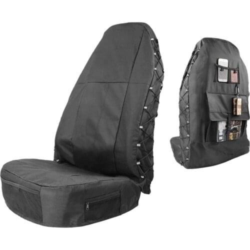Universal Seasons Car Front Seat Cover Adjustable Washable Seat Protector Black with Seat Back Organizer Waterproof Auto Acce