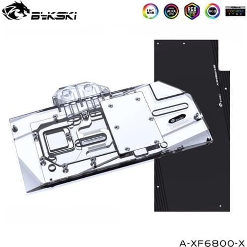 Bykski GPU Water Block for XFX RX6800 Overseas Edition, V2 Graphics Card, Full Cover Water Block with Back Plate, -- A-XF6800-X