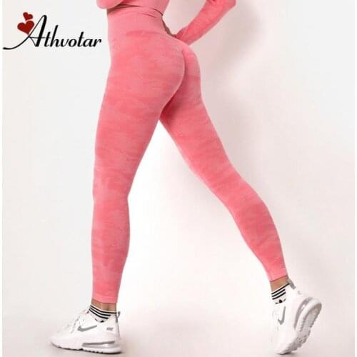 ATHVOTAR Push Up High Waist Leggings Seamless Workout Leggings Camouflage Tummy Control Gym Leggings Women Yoga Pants
