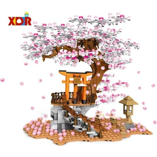 1167PCS Small Particles Building Blocks Childrens Educational Assembled Toys Sakura Street View Toys For Kids