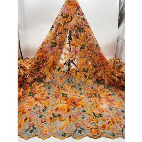 2021 Lace Fabric Sequin Embroidery French Tulle Mesh Design Sewing Wedding Dress Party Skirt Africa Nigeria 5 Yards Wholesale