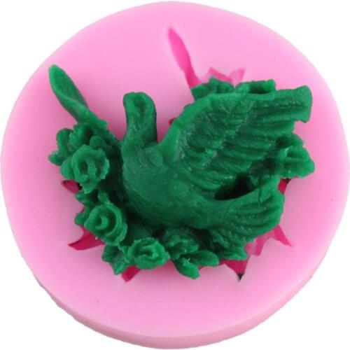 3 pieces/lot) High quality diameter 3.6cm dove pigeon bird of peace shape sililcone fondant cake decorating kitchen accessories