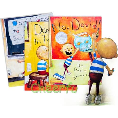 3 Styles Books No David, David Gets in Trouble, David Goes to School By David Shannon English Picture Book For Children Toy Gift