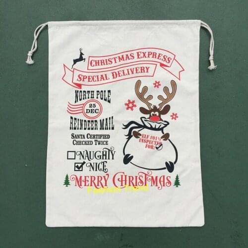 30pcs/lot personalize Christmas santa sack monkey design wholesale blanks monogram santa sacks childrens gift sacks decoration