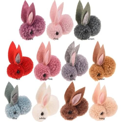 36PCS Easter Headwear Bunny Flower Accessories Boutique Hair Accessories DIY Flowers Headwear Rabbit Ears No Hair clip