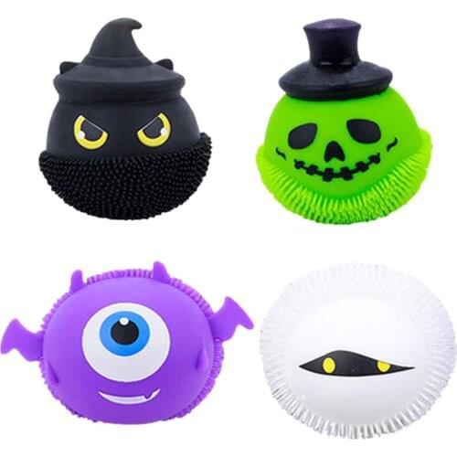 4pcs Cute Resilience Luminous Decompression Toy Ball Halloween Gift Adult Children Soft Squeeze Ball Novelty Decompression Vent