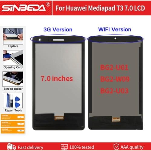 7.0'' For Huawei Mediapad T3 7.0 BG2-W09 BG2-U01 BG2-U03 LCD Display Touch Screen Digitizer assembly For Huawei T3 7 3G/Wifi LCD