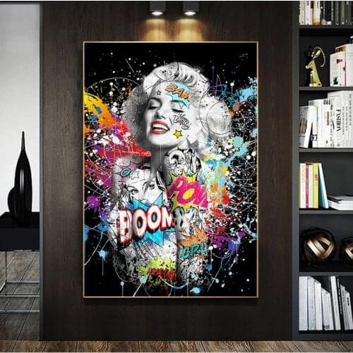 Abstract Canvas Painting Marilyn Sexy Portrait Graffiti Street Art Oil Painting Posters Prints Wall Art Home Decor Watercolor