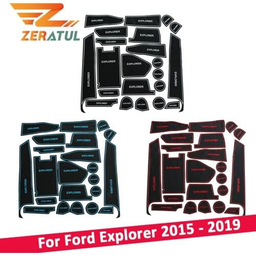 Zeratul Auto Anti-Slip Gate Slot Mat Cup Rubber Pads Rug for Ford Explorer 2015 - 2019 Car Accessories Stickers