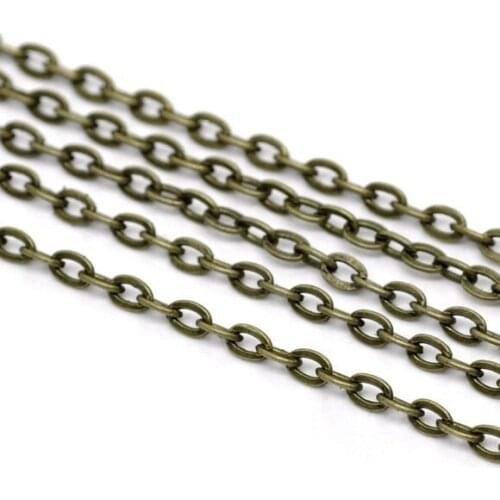 Free shipping!!!! Bronze Tone Flat Link-Opened Chains 3x2mm