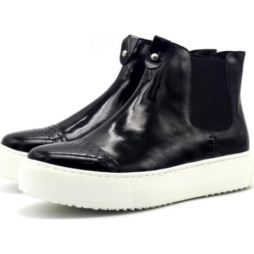 Fashion Winter Genuine Leather breathable High Quality Black casual short Men boots Ankle increase Mens Boots