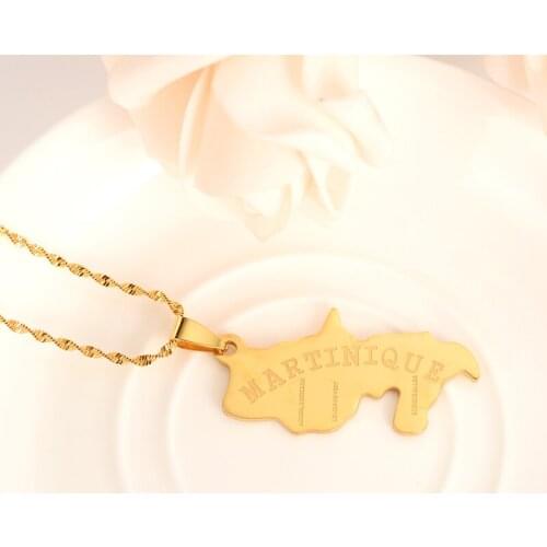 Gold Color LA REUNION Martiniqu Flag chain Pendant Necklace women girls boy men party Trendy Jewelry Gifts kids daily wear