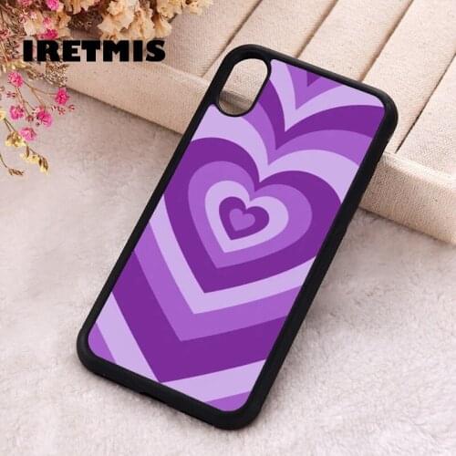 Iretmis 5 5S SE 2020 Phone Cover Case for iPhone 6 6S 7 8 Plus X Xs XR 11 12 Mini Pro Max Rubber Silicone purple retro heart