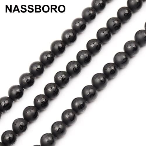 Mantras Black Stamped Six Words Amulet Tibetan Buddhist Round Loose Beads for Jewelry Making Bracelet Diy 8mm 10mm Carnelian