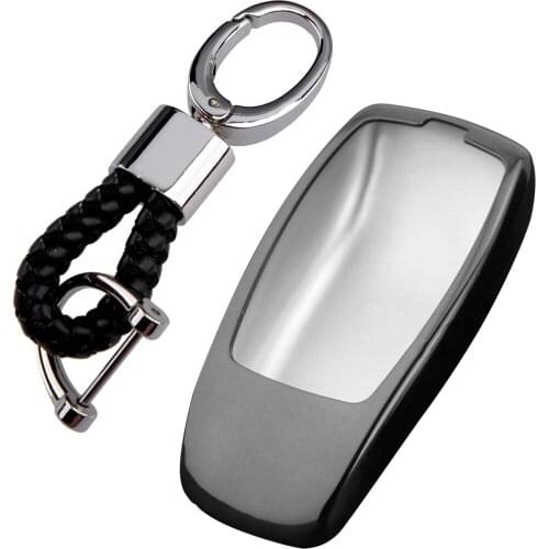 Car Black Key Shell Cover Case Fob Holder with Chain Accessories Fit for Mercedes-Benz A C E S G CLASS CLS GLE