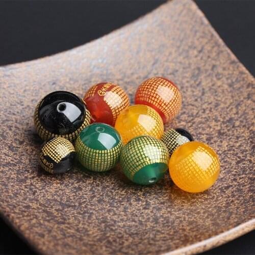 Black-red green yellow agate scattered beads golden mantra DIY hand bead Braided Bracelet Necklace accessories