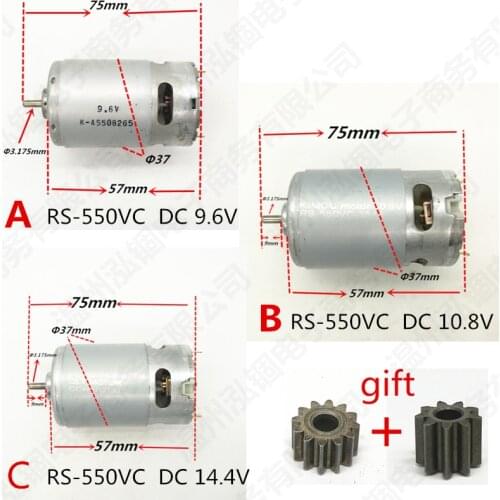 Motor RS-550VC DC 9.6V 10.8V 14.4V 15000rpm Replace for HITACHI BOSCH DeWALT Hilti Makita WORX METABO Ryobi Cordless Drill motor