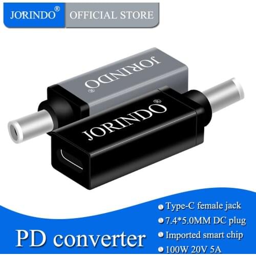JORINDO Type c female to dc7.4*5.0mm male plug convert USB-C pd charging for DELL portable notebook pc power adapter