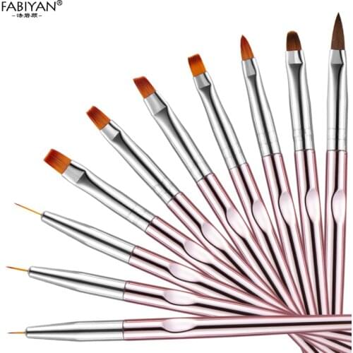Nail Art Liner Drawing Painting Brush 10Pcs/Set Acrylic Liquid Powder Carving UV Gel Extension Builder Pen