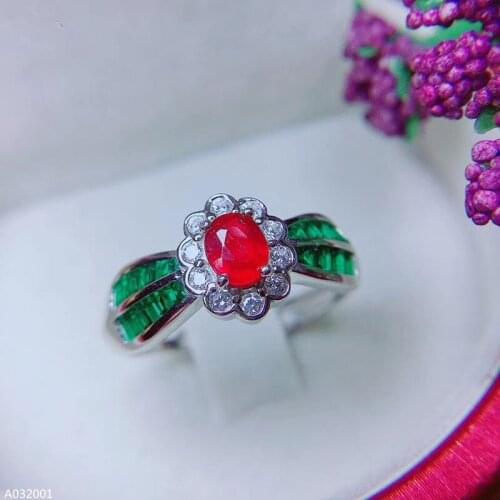 KJJEAXCMY boutique jewelry 925 Natural Ruby Inlaid Womens Ring in Sterling Silver